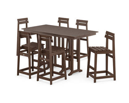 POLYWOOD® Modern Studio Plaza Bar Chair 7-Piece Set in Mahogany