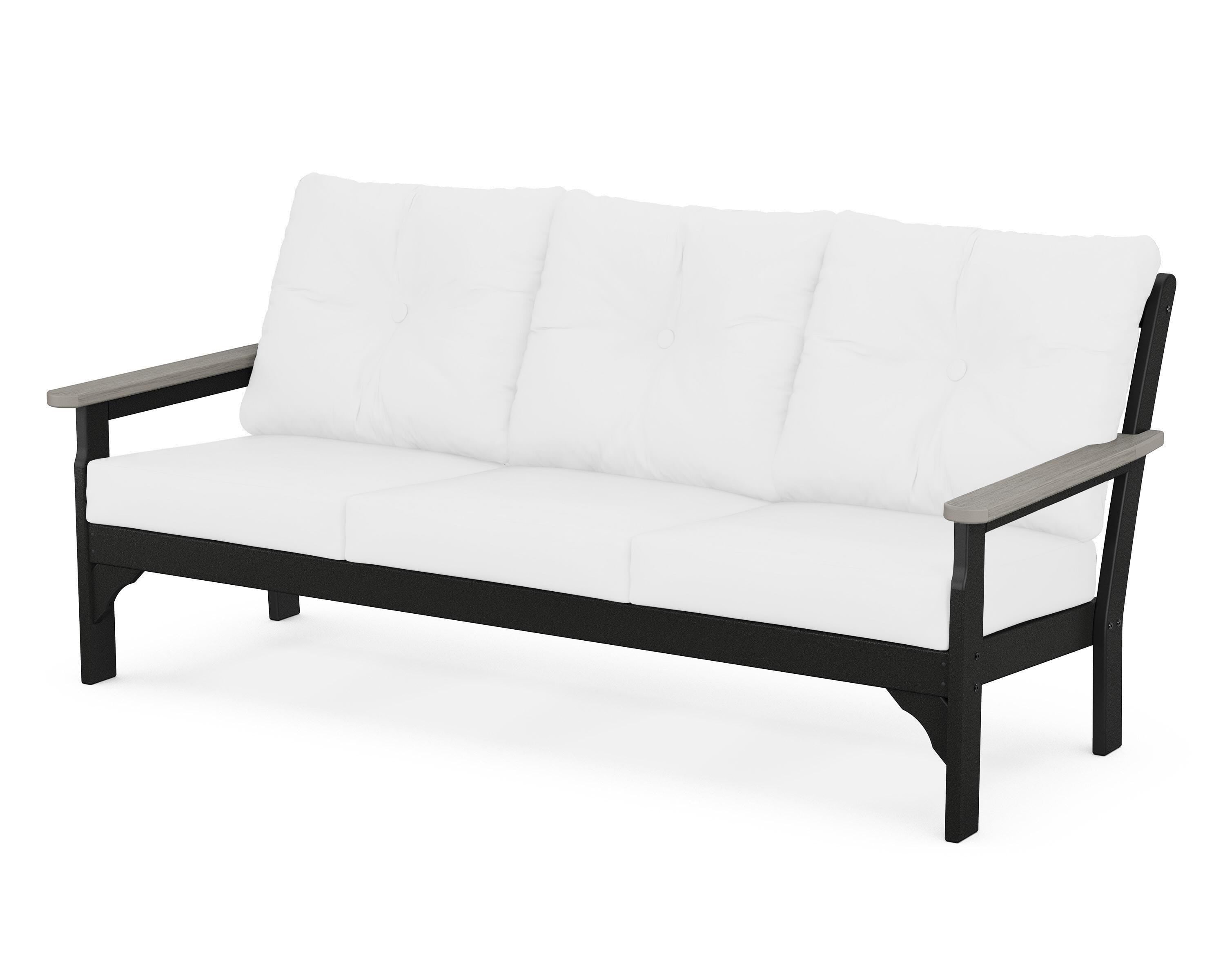 POLYWOOD® Vineyard Deep Seating Sofa in Black / Driftwood / Natural