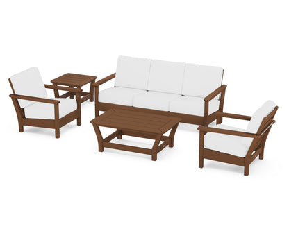 POLYWOOD® Harbour 5-Piece Deep Seating Set in Teak / Natural