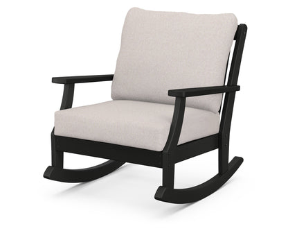 POLYWOOD® Braxton Deep Seating Rocking Chair in Black / Dune Burlap
