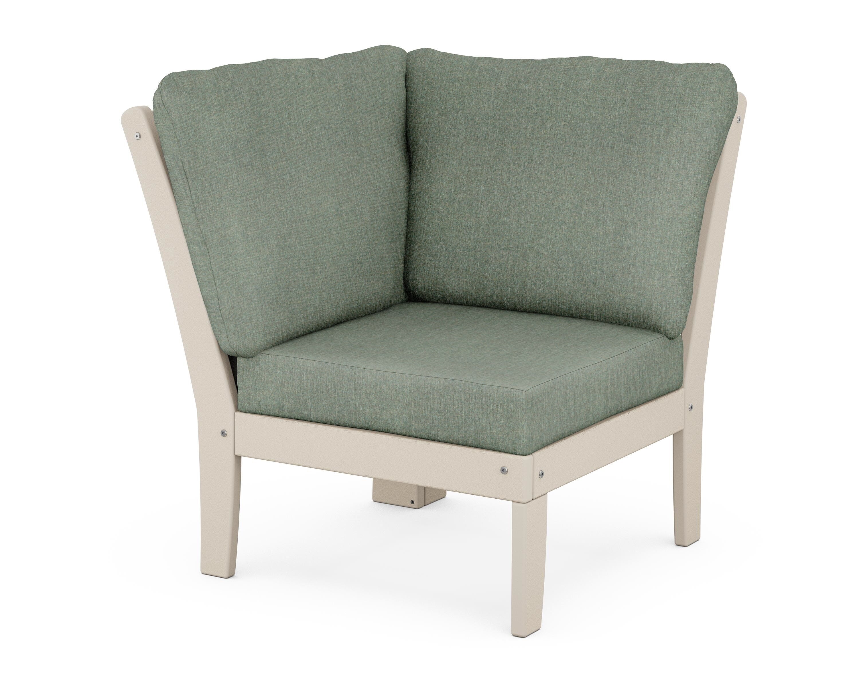 POLYWOOD® Braxton Modular Corner Chair in Sand / Cast Sage