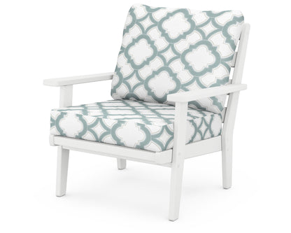 POLYWOOD® Grant Park Deep Seating Chair in White / Trellis Glacier Spa
