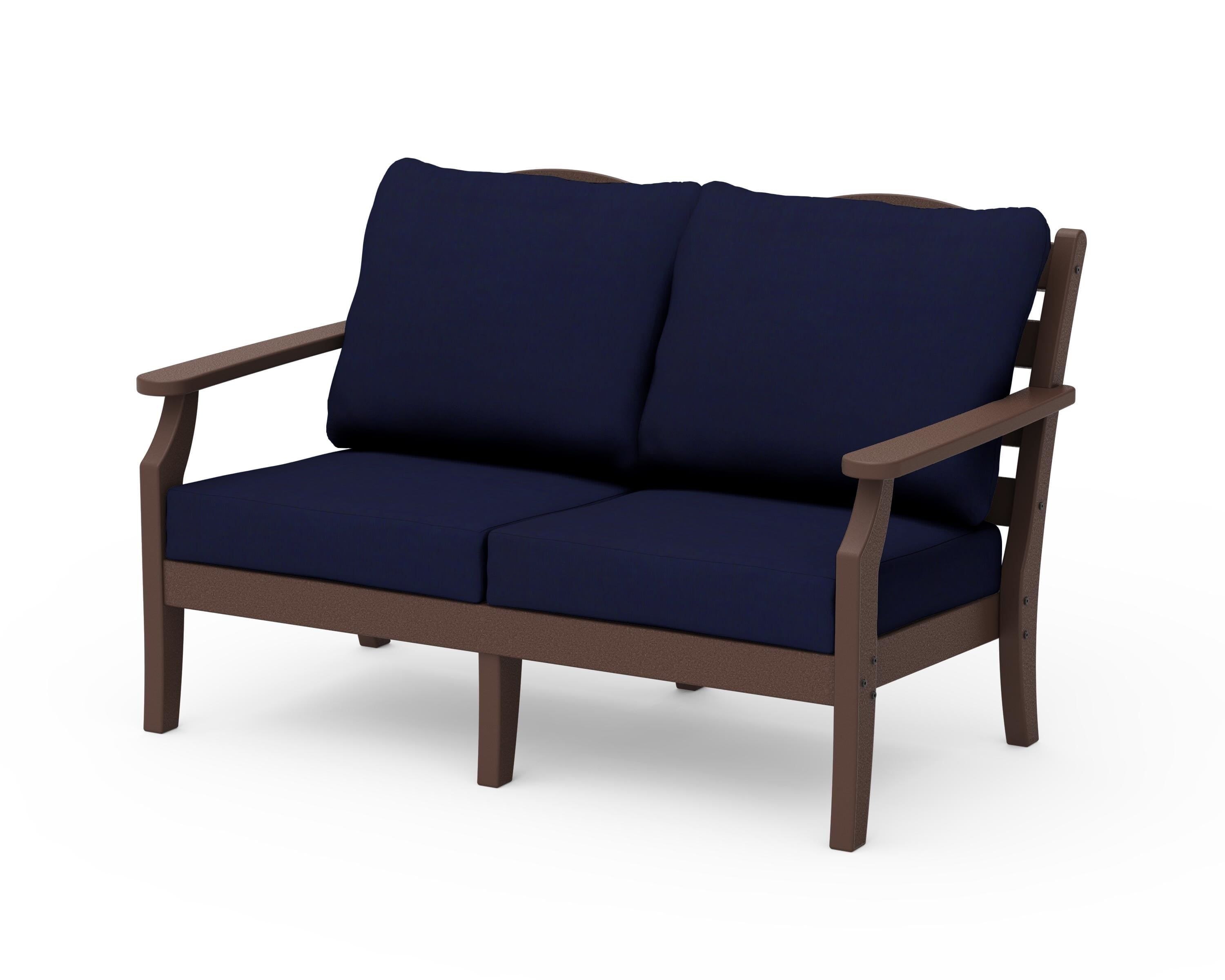 Draper James™ by  POLYWOOD® Savannah Deep Seating Loveseat in Mahogany / Navy