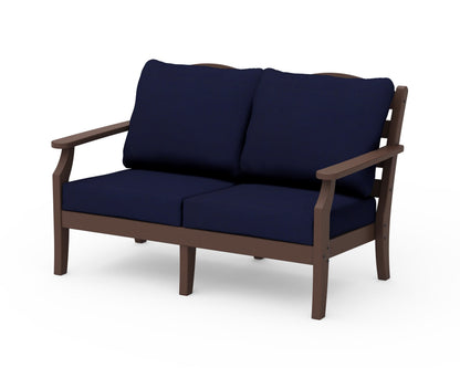 Draper James™ by  POLYWOOD® Savannah Deep Seating Loveseat in Mahogany / Navy