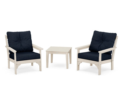 POLYWOOD® Vineyard 3-Piece Deep Seating Set in Sand / Marine Indigo