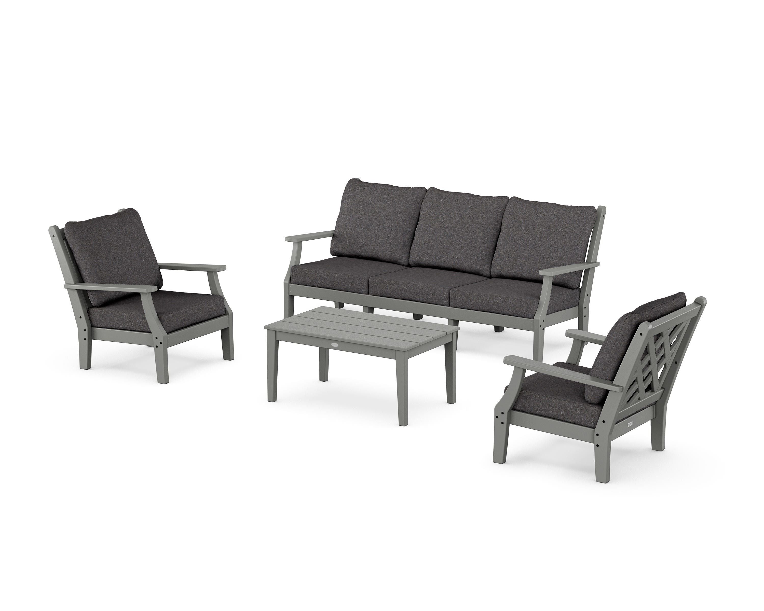 Country Living Wovendale 4-Piece Deep Seating Set with Sofa in Slate Grey / Ash Charcoal