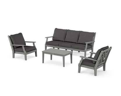 Country Living Wovendale 4-Piece Deep Seating Set with Sofa in Slate Grey / Ash Charcoal