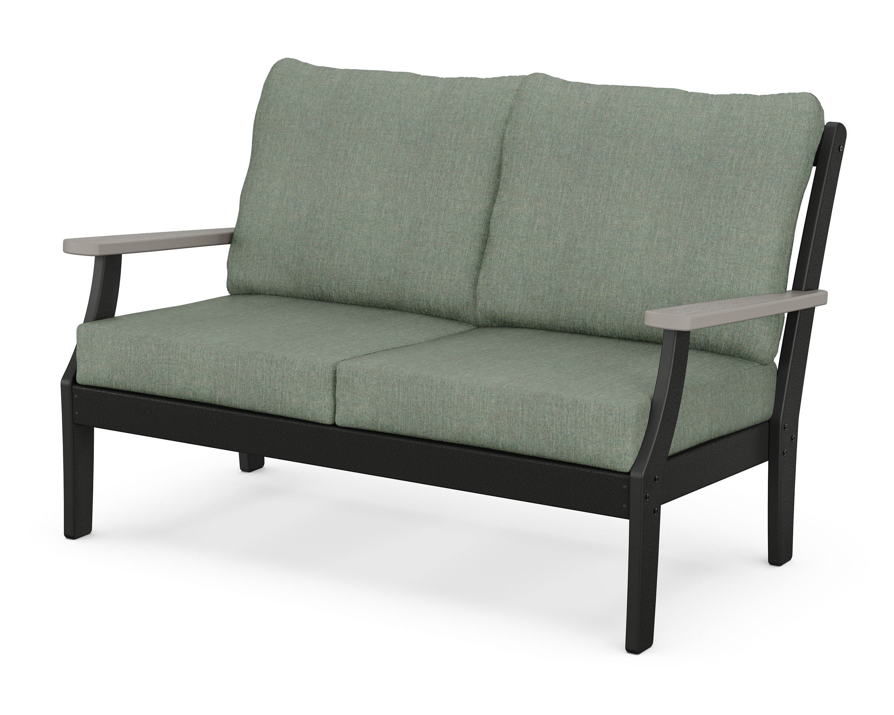 POLYWOOD® Braxton Deep Seating Loveseat in Black / Driftwood / Cast Sage