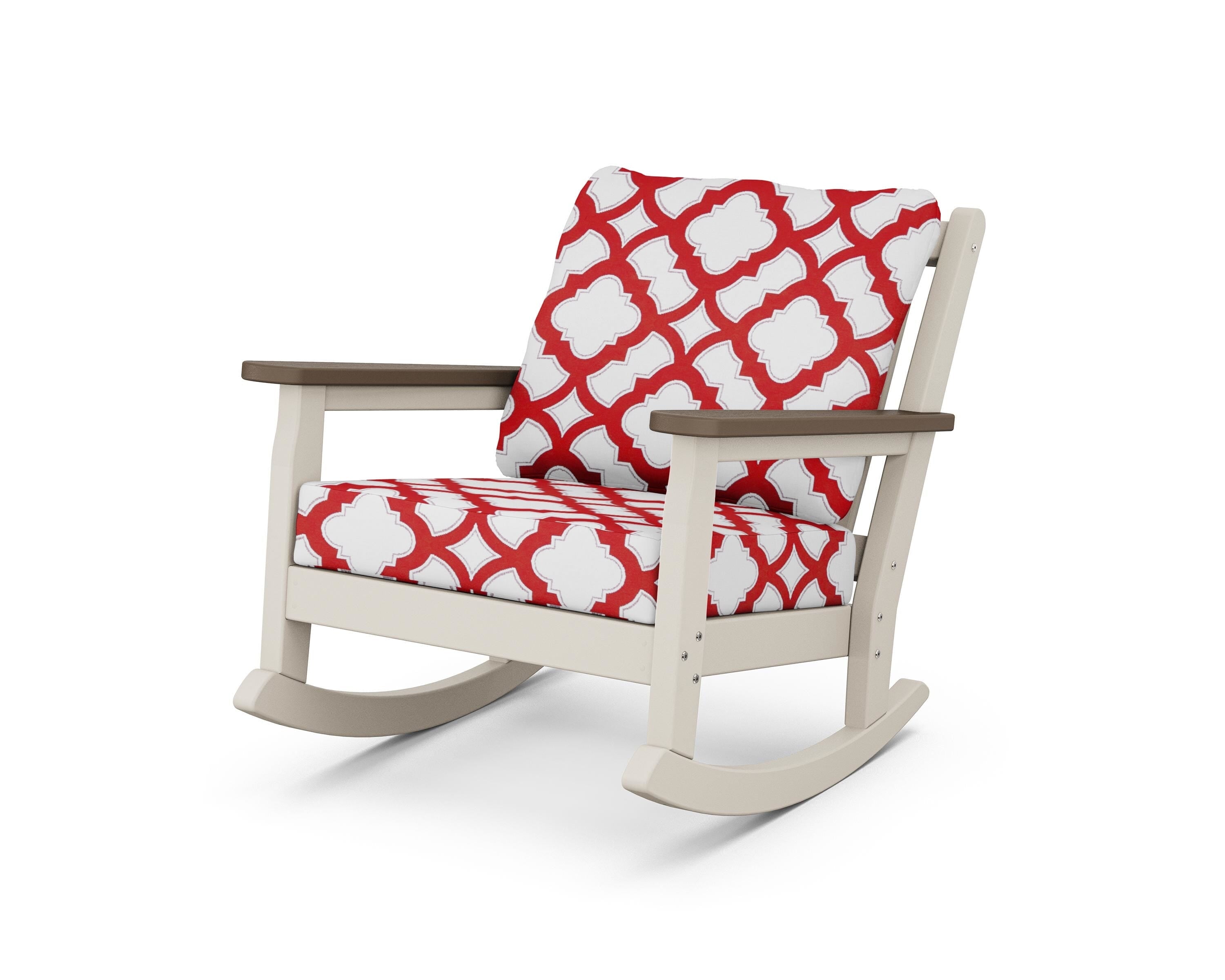 POLYWOOD® Chippendale Deep Seating Rocking Chair in Sand / Kona / Trellis Crimson