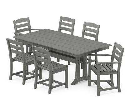 POLYWOOD® La Casa Café 7-Piece Farmhouse Dining Set with Trestle Legs in Slate Grey