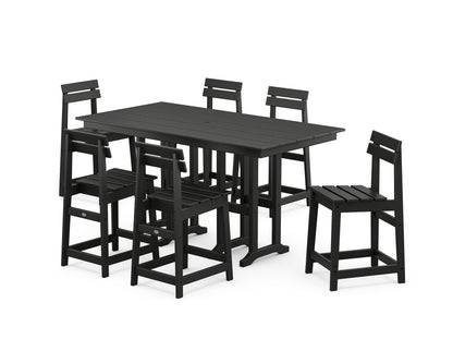 POLYWOOD® Modern Studio Plaza Counter Chair 7-Piece Set in Black