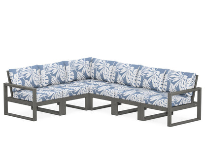 POLYWOOD® EDGE 6-Piece Modular Deep Seating Set in Slate Grey / Leaf Sky Blue