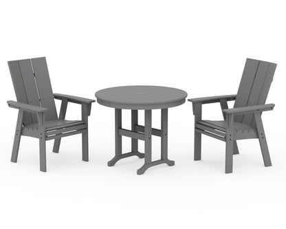 POLYWOOD® Modern Adirondack 3-Piece Round Dining Set in Slate Grey