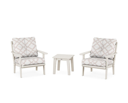 POLYWOOD® Mission 3-Piece Deep Seating Set in Sand / Trellis Dune Burlap