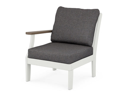 POLYWOOD® Braxton Modular Left Arm Chair in White / Kona / Ash Charcoal