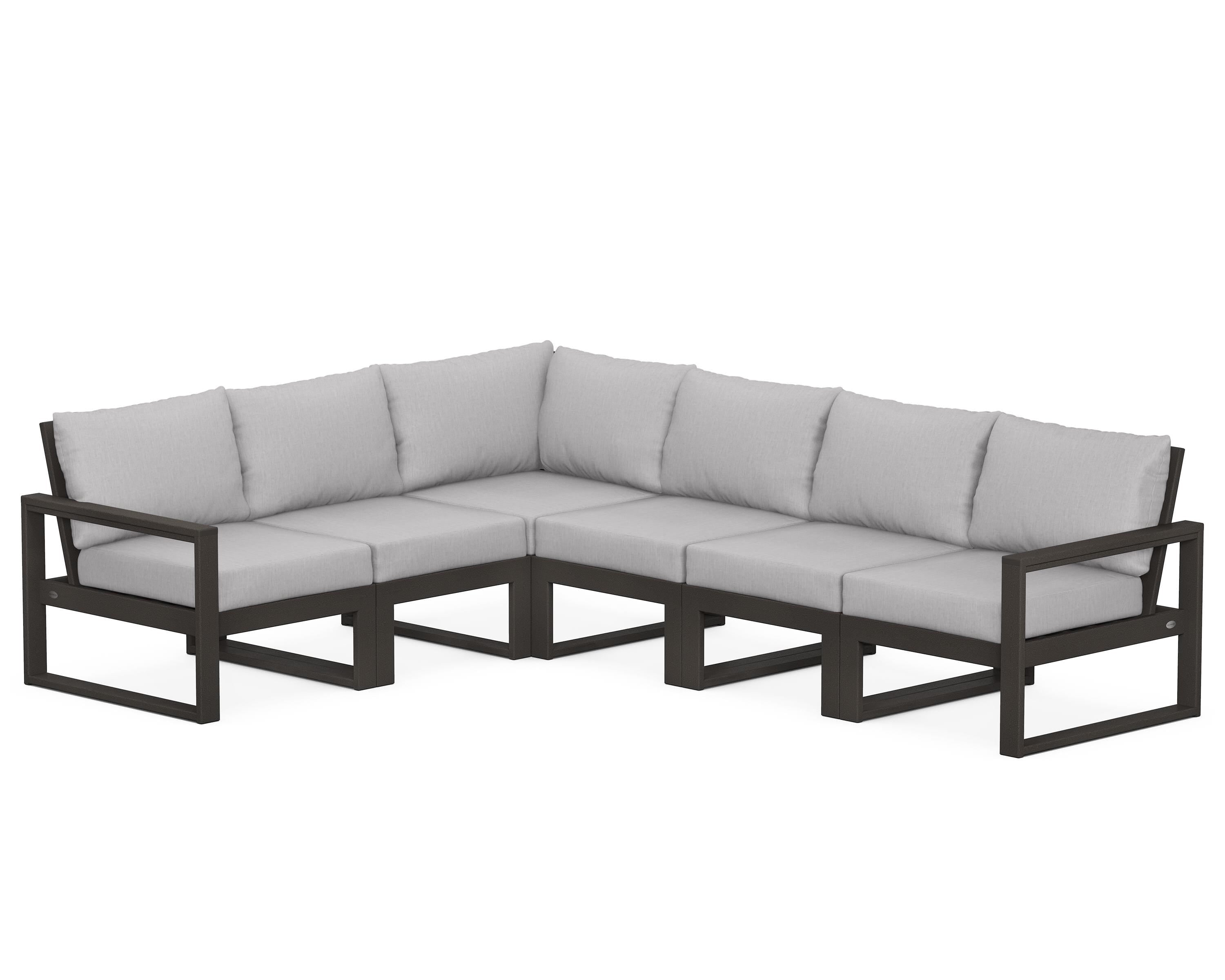 POLYWOOD® EDGE 6-Piece Modular Deep Seating Set in Vintage Coffee / Granite