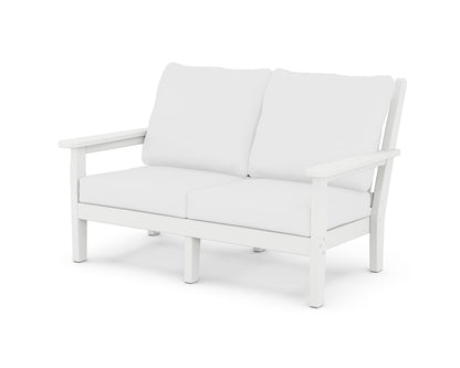 POLYWOOD® Chippendale Deep Seating Loveseat in White / Natural