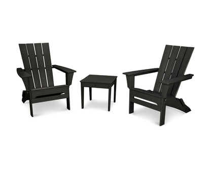 POLYWOOD® Quattro Folding Chair 3-Piece Adirondack Set in Black