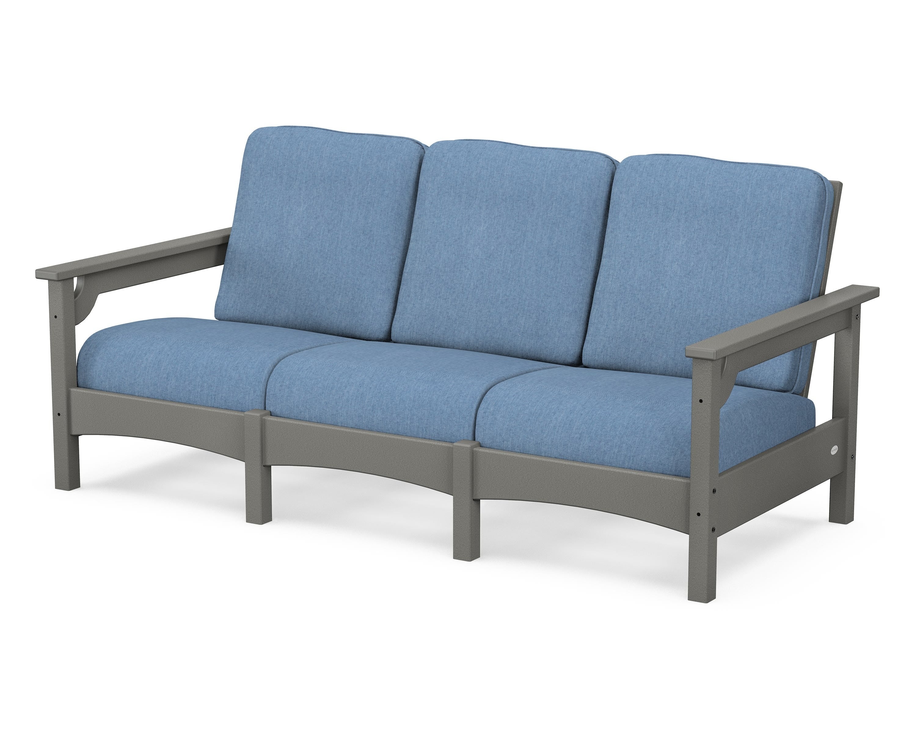 POLYWOOD® Club Sofa in Slate Grey / Sky Blue