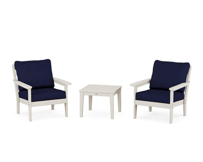Country Living Cottage 3-Piece Deep Seating Set in Sand / Navy