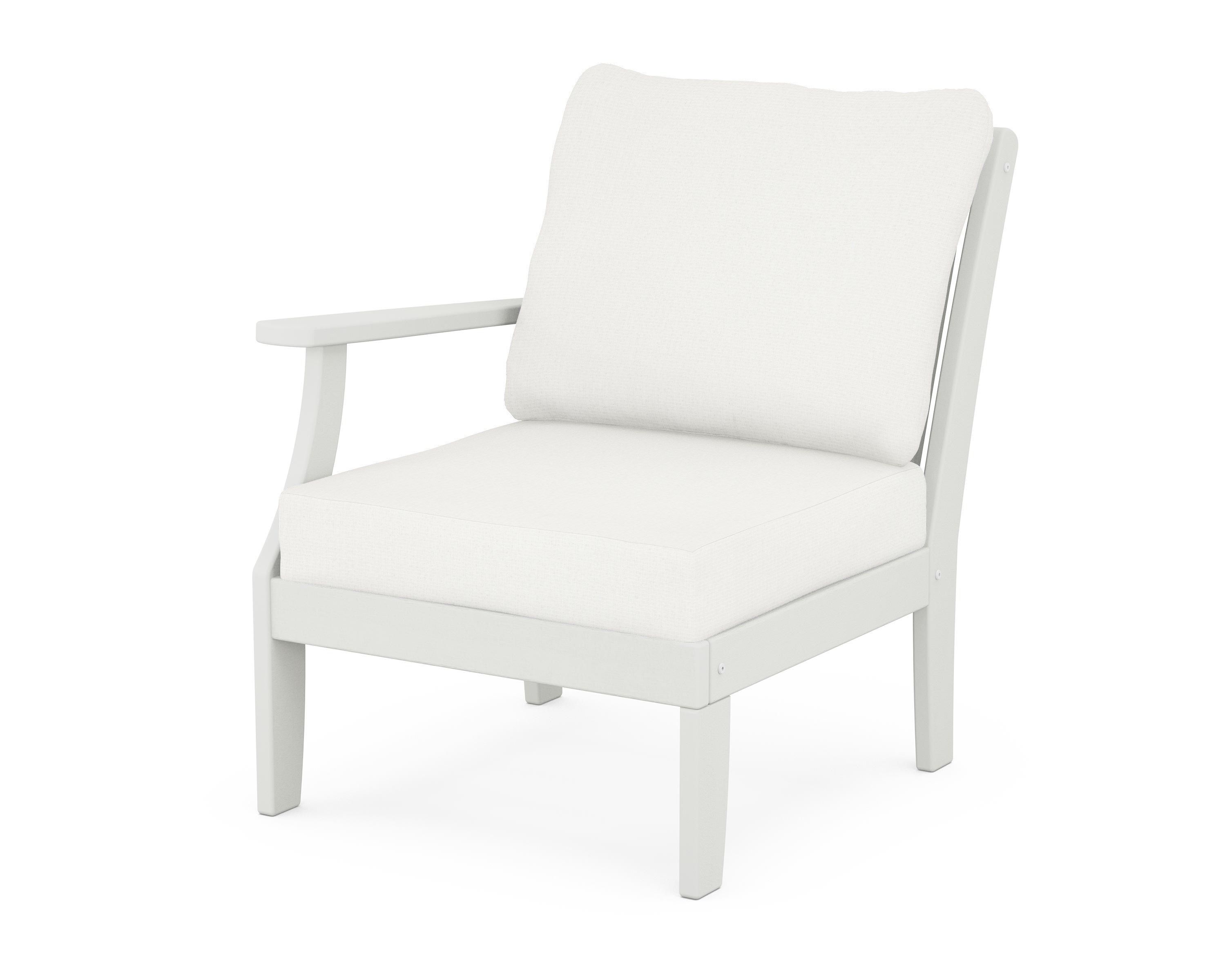 POLYWOOD® Braxton Modular Left Arm Chair in Vintage White / Natural Linen