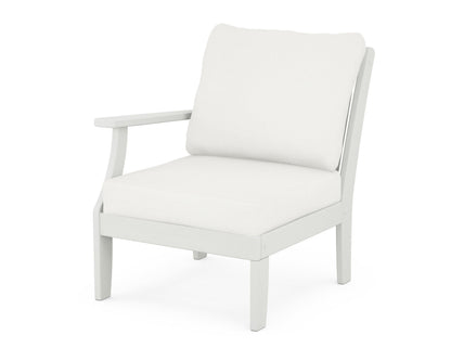 POLYWOOD® Braxton Modular Left Arm Chair in Vintage White / Natural Linen