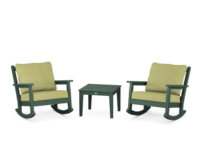POLYWOOD® Chippendale 3-Piece Deep Seating Rocker Set in Green / Chartreuse Boucle