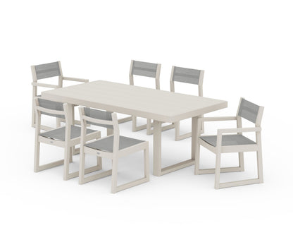 POLYWOOD® EDGE Sling 7-Piece Dining Set in Sand / Metallic Sling