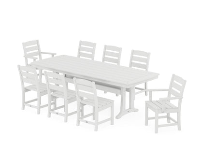 POLYWOOD® Lakeside 9-Piece Dining Set with Trestle Legs in White