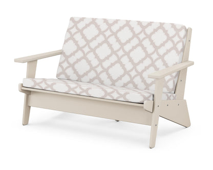 POLYWOOD® Riviera Modern Lounge Loveseat in Sand / Trellis Dune Burlap