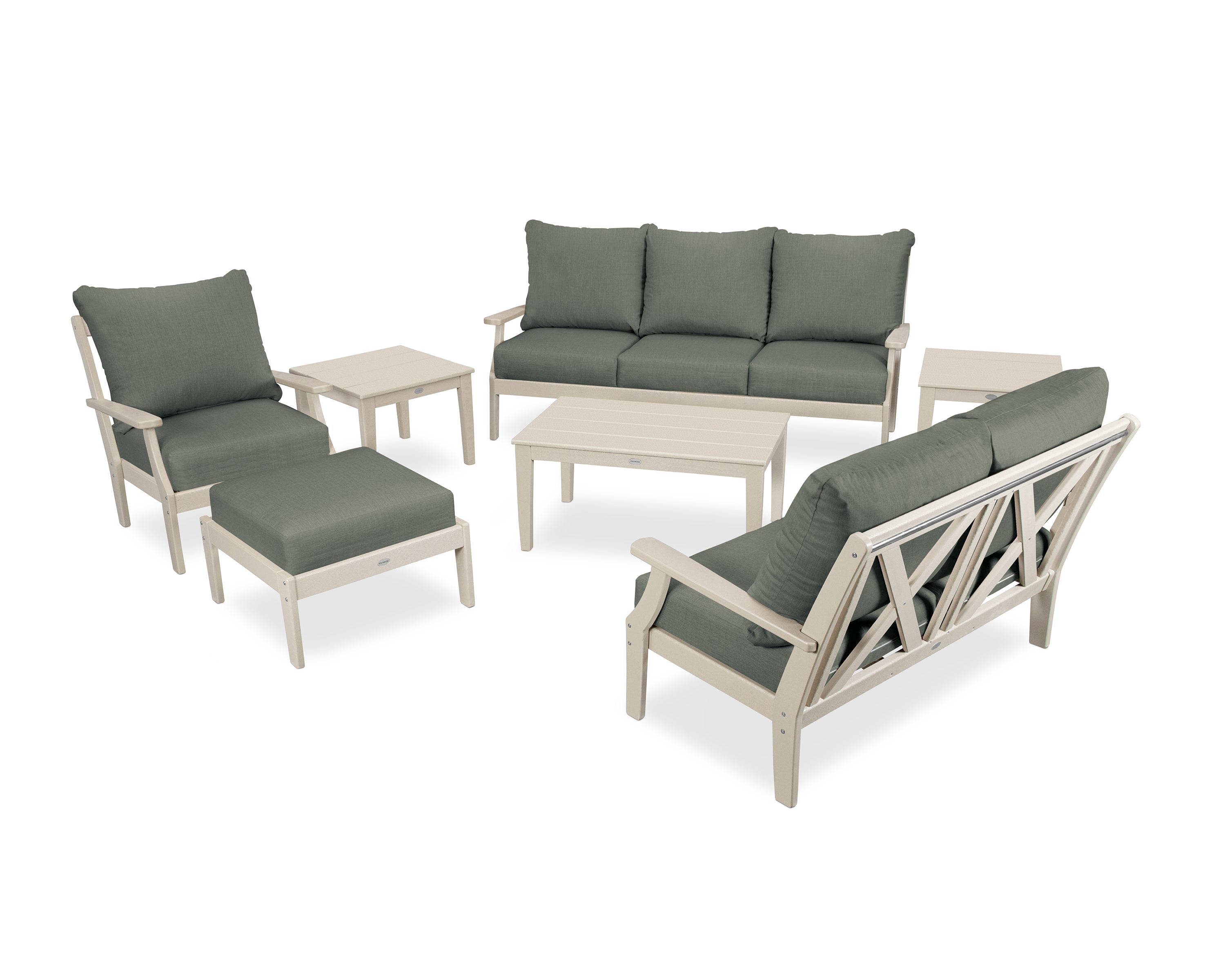 POLYWOOD® Braxton 7-Piece Deep Seating Set in Sand / Cast Sage
