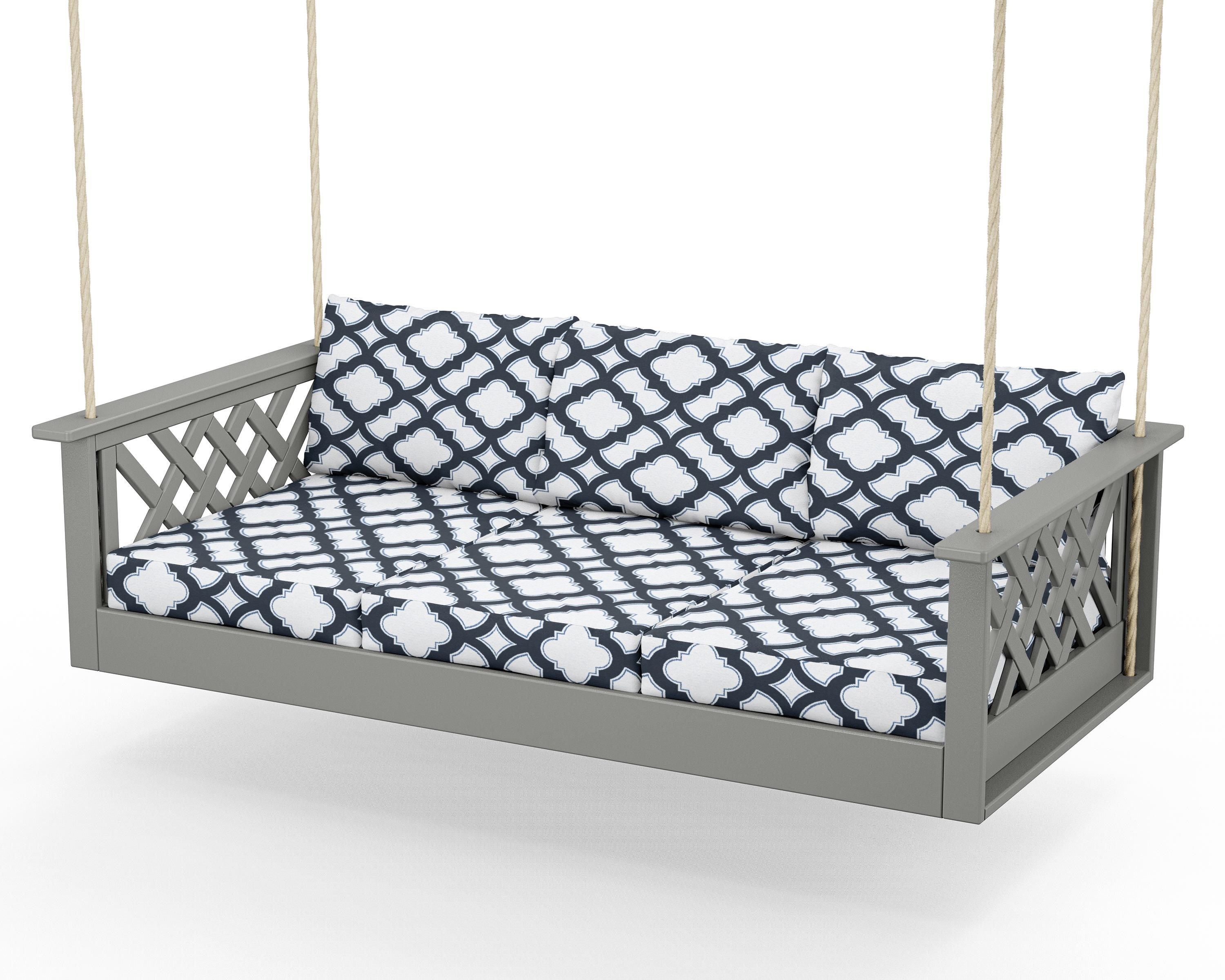 Country Living Wovendale Daybed Swing in Slate Grey / Trellis Marine Indigo