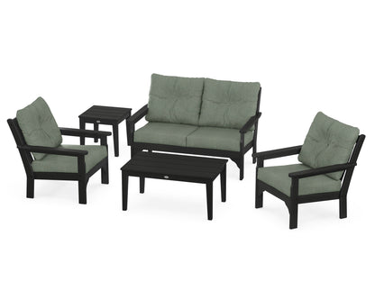 POLYWOOD® Vineyard 5-Piece Deep Seating Set in Black / Cast Sage