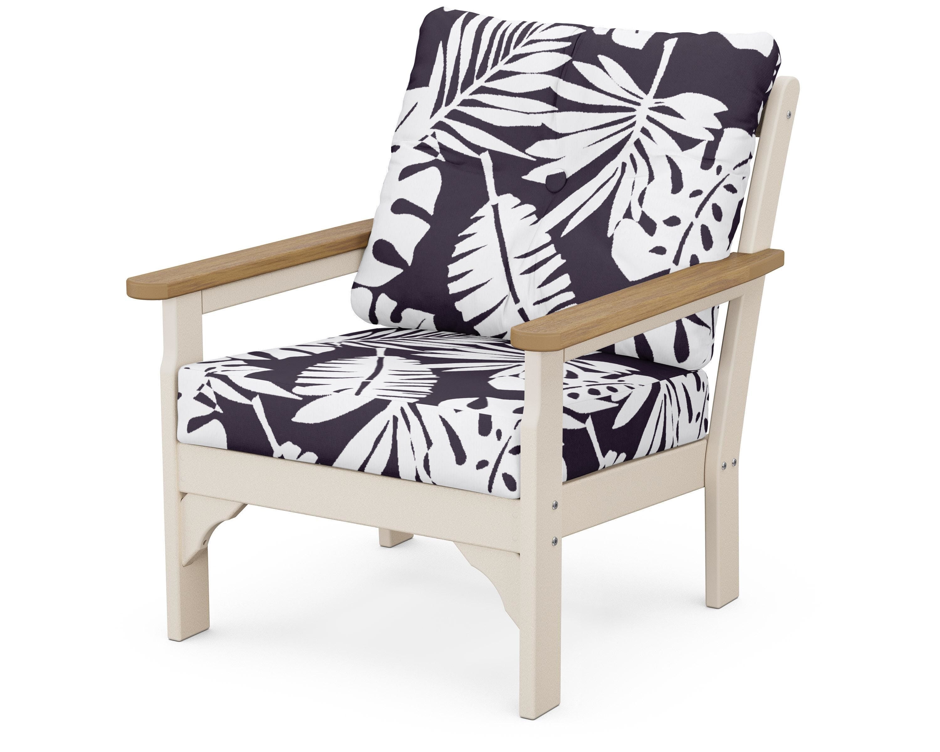 POLYWOOD® Vineyard Deep Seating Chair in Sand / Natural / Leaf Navy