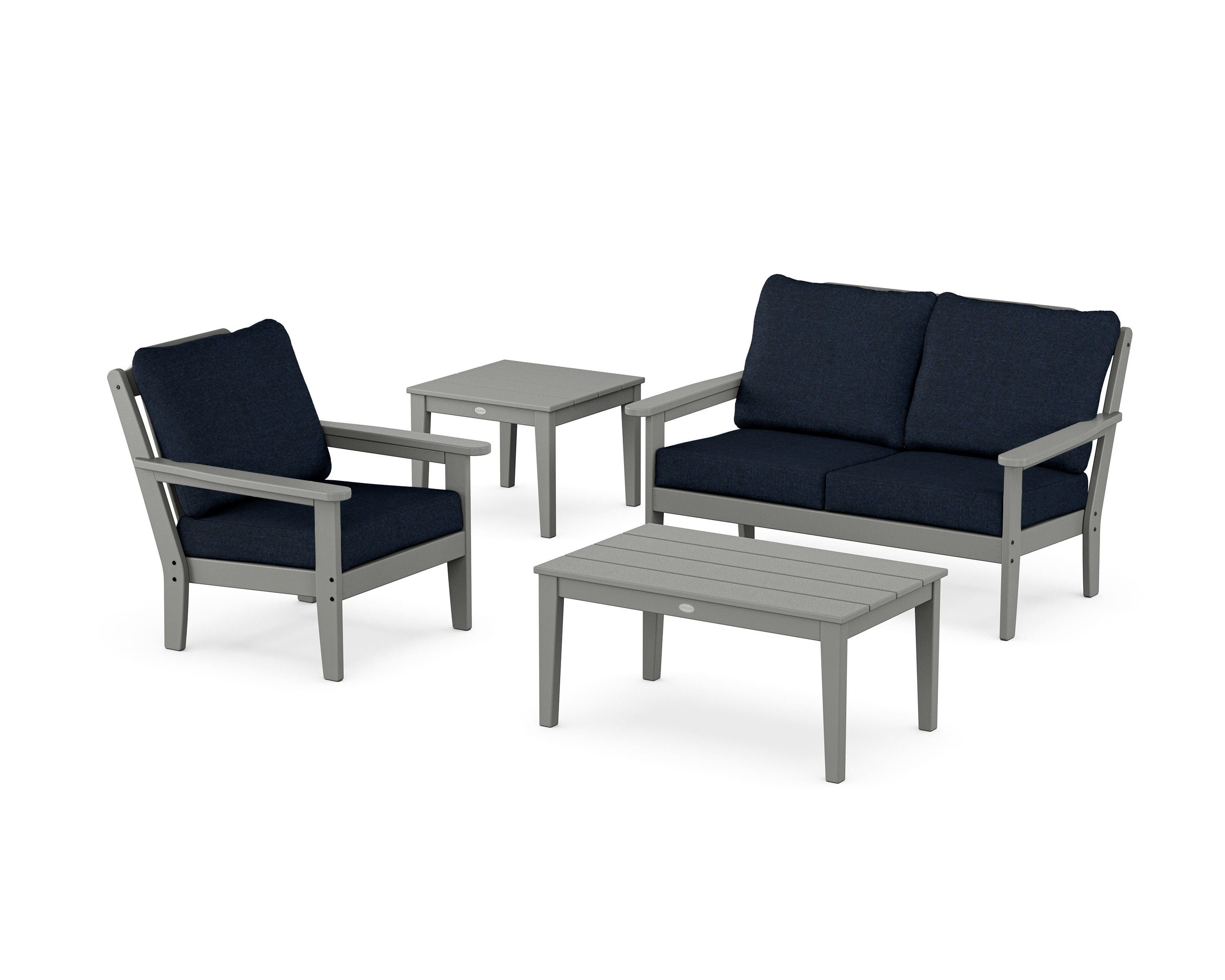Country Living Wovendale 4-Piece Deep Seating Set in Slate Grey / Marine Indigo