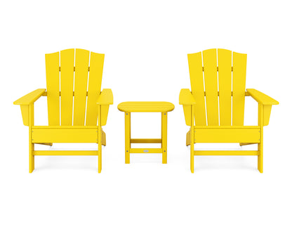 POLYWOOD® Wave 3-Piece Adirondack Chair Set with The Crest Chairs in Lemon