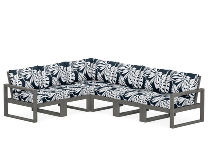 POLYWOOD® EDGE 6-Piece Modular Deep Seating Set in Slate Grey / Leaf Marine Indigo