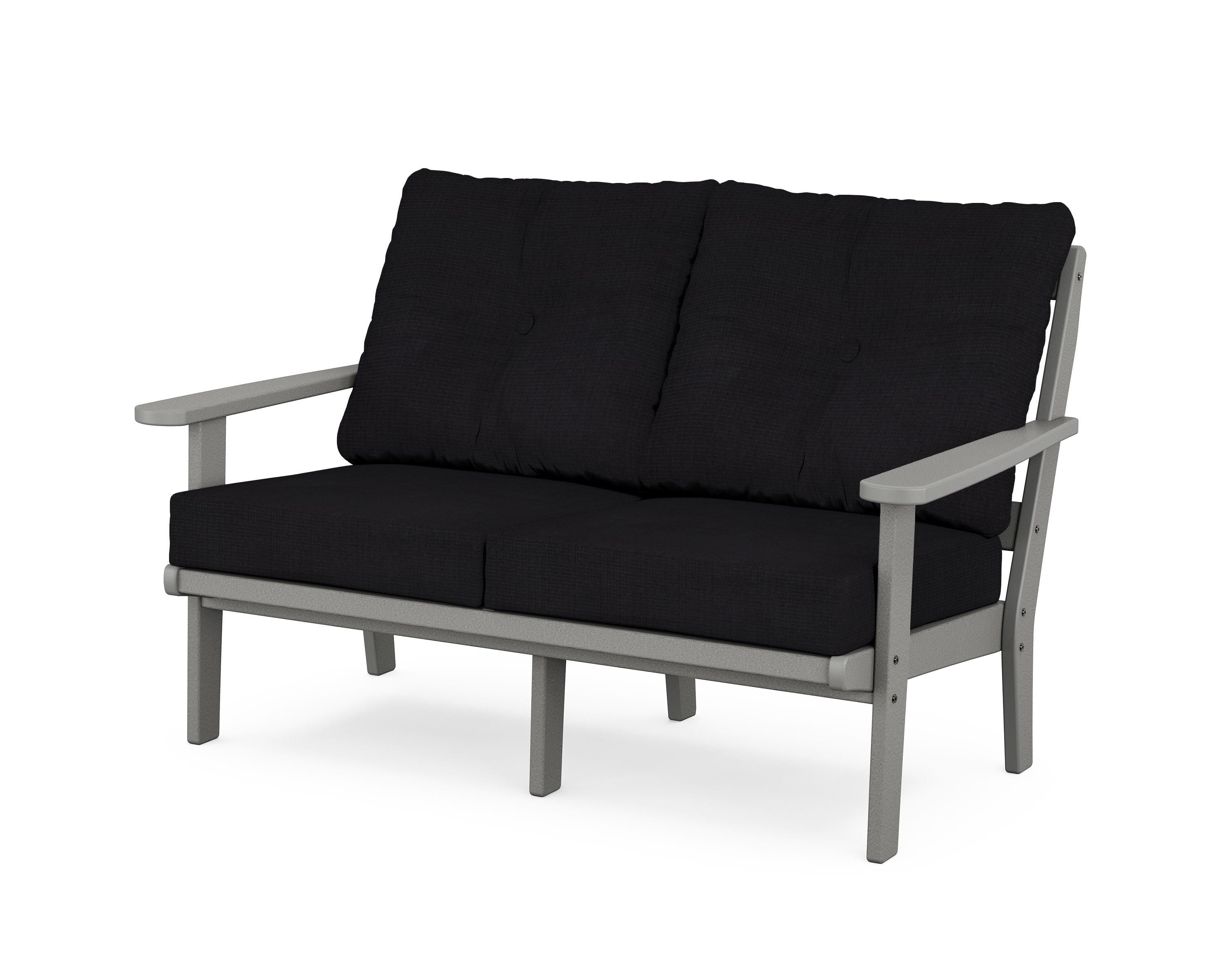 POLYWOOD® Mission Deep Seating Loveseat in Slate Grey / Midnight Linen