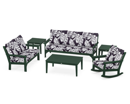 POLYWOOD® Vineyard 6-Piece Deep Seating Set in Green / Leaf Navy