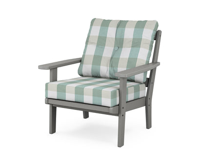 POLYWOOD® Prairie Deep Seating Chair in Slate Grey / Buffalo Plaid Glacier Spa
