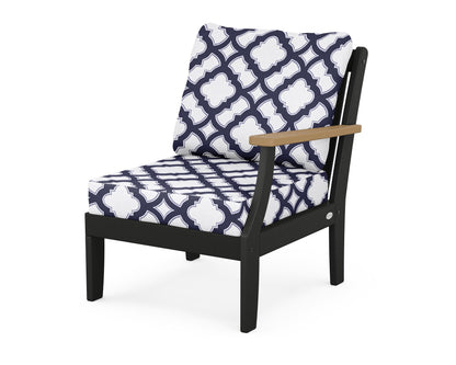 POLYWOOD® Braxton Modular Right Arm Chair in Black / Natural / Trellis Navy