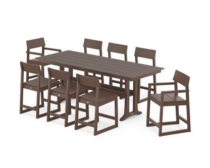 POLYWOOD® EDGE 9-Piece Farmhouse Counter Set with Trestle Legs in Mahogany
