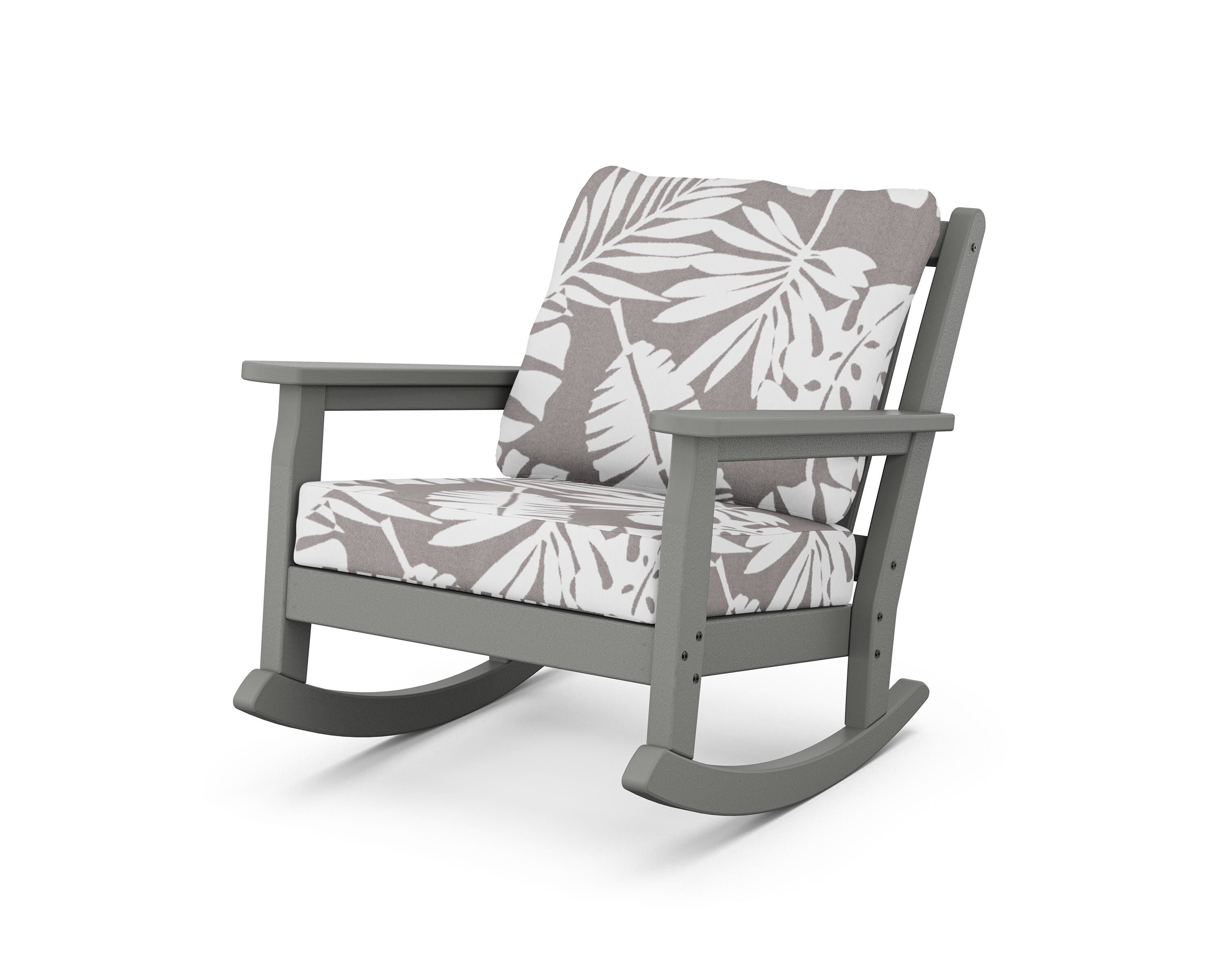 POLYWOOD® Chippendale Deep Seating Rocking Chair in Slate Grey / Leaf Grey Mist