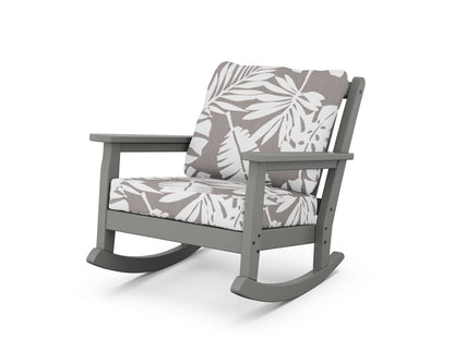 POLYWOOD® Chippendale Deep Seating Rocking Chair in Slate Grey / Leaf Grey Mist