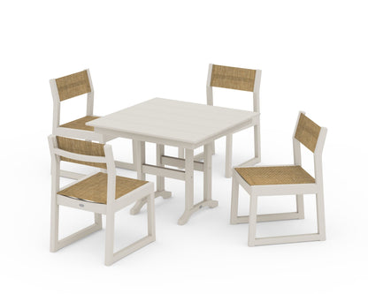 POLYWOOD® EDGE Sling Side Chair 5-Piece Farmhouse Dining Set in Sand / Burlap Sling