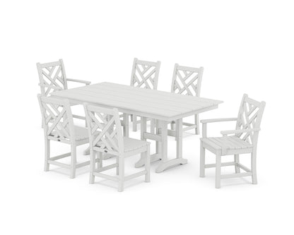 POLYWOOD® Chippendale 7-Piece Farmhouse Dining Set in White