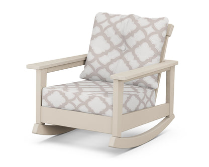 POLYWOOD® Prescott Deep Seating Rocking Chair in Sand / Trellis Dune Burlap