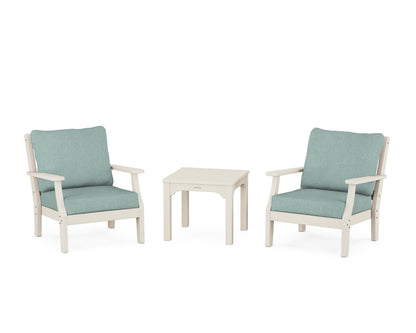 Martha Stewart by POLYWOOD® Chinoiserie 3-Piece Deep Seating Set in Sand / Glacier Spa