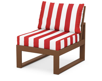 Unbranded Modular Armless Chair in Teak / Cabana Stripe Crimson
