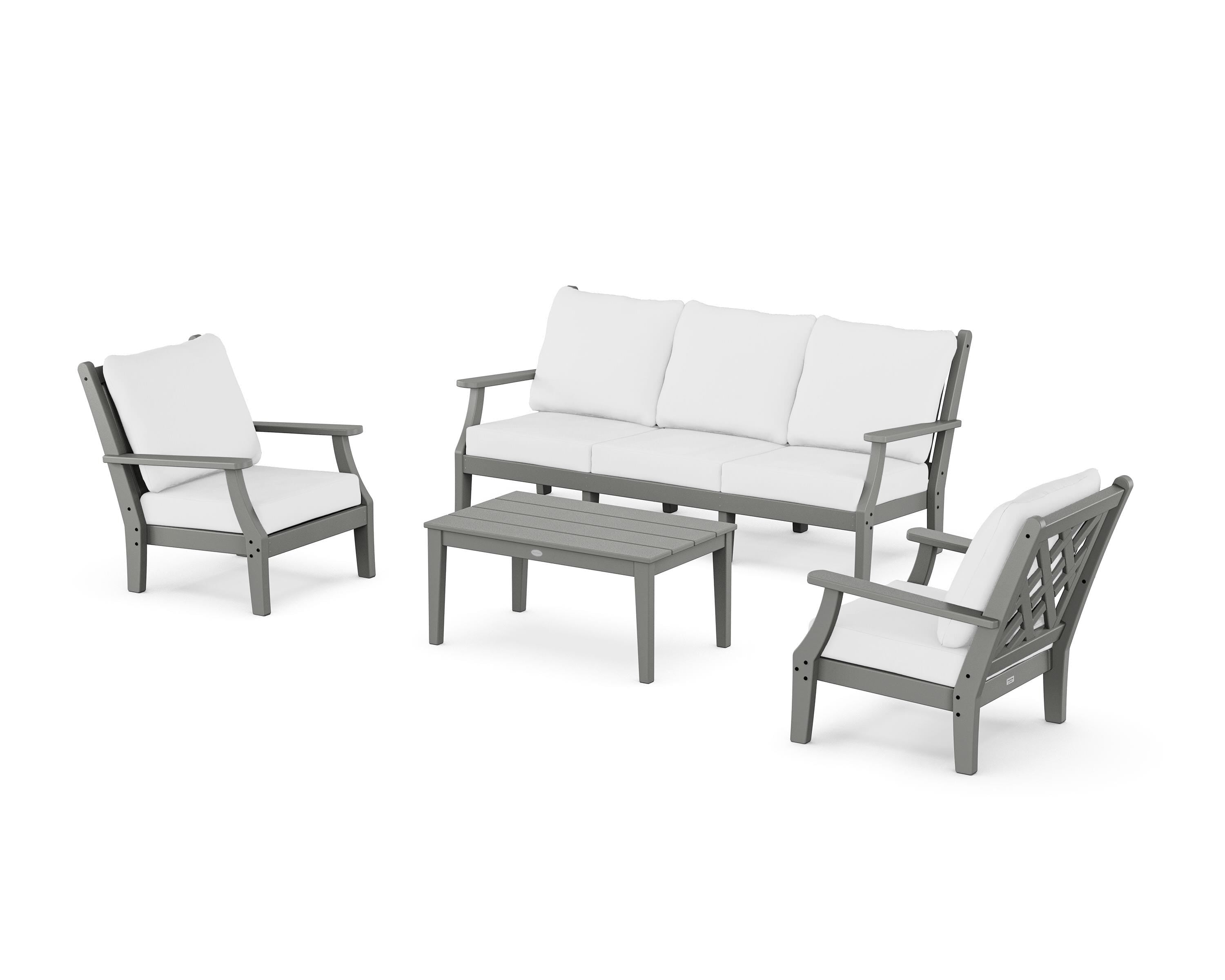 Country Living Wovendale 4-Piece Deep Seating Set with Sofa in Slate Grey / Natural